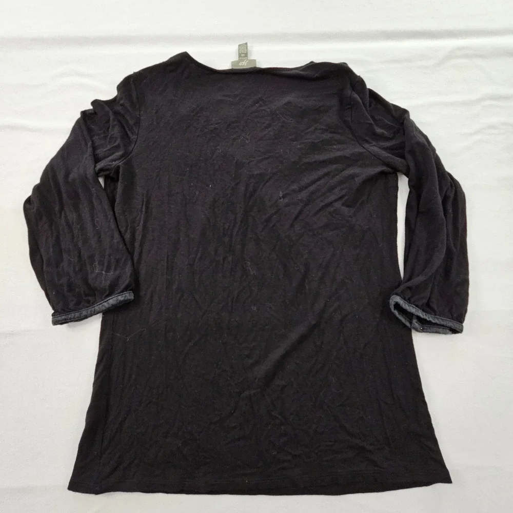 J. Jill Stretch Black 3/4 Sleeve V-Neck T-Shirt Women's  XS